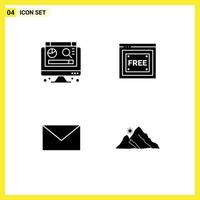 Set of 4 Modern UI Icons Symbols Signs for computer message free access free landscape Editable Vector Design Elements
