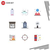 User Interface Pack of 9 Basic Flat Colors of cell printing summer machine management Editable Vector Design Elements