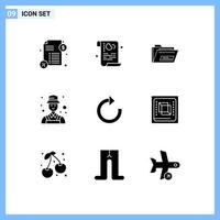 9 Creative Icons Modern Signs and Symbols of restore detect folder user avatar Editable Vector Design Elements