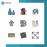 conjunto de 9 iconos de interfaz de usuario modernos símbolos signos para comunicación sms peine chat ocho elementos de diseño vectorial editables vector