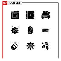 Set of 9 Commercial Solid Glyphs pack for child user car profile vehicles Editable Vector Design Elements