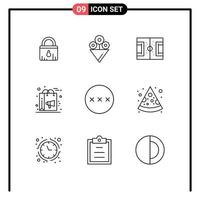 9 User Interface Outline Pack of modern Signs and Symbols of protection campaign game shopping digital Editable Vector Design Elements