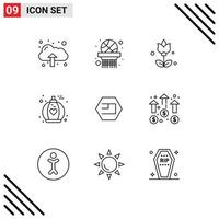 Editable Vector Line Pack of 9 Simple Outlines of business crypto currency present crypto emercoin Editable Vector Design Elements