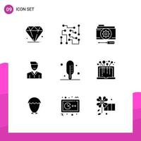 Pack of 9 Modern Solid Glyphs Signs and Symbols for Web Print Media such as man face configuration client tools Editable Vector Design Elements