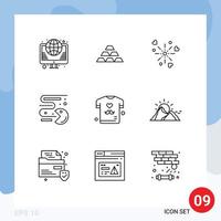 Outline Pack of 9 Universal Symbols of games love golden heart fireworks Editable Vector Design Elements