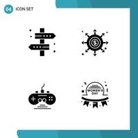 4 User Interface Solid Glyph Pack of modern Signs and Symbols of location wormhole travel black hole game Editable Vector Design Elements