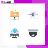 Pack of 4 creative Flat Icons of account connection performance setting network Editable Vector Design Elements