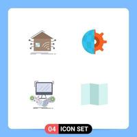 paquete de iconos planos de 4 símbolos universales de juego de automatización globo inteligente elementos de diseño vectorial editables de internet vector