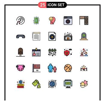 User Interface Pack of 25 Basic Filled line Flat Colors of furniture web happiness play optimism Editable Vector Design Elements