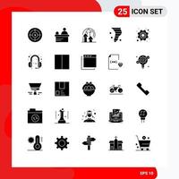 Pictogram Set of 25 Simple Solid Glyphs of day weather management climate air Editable Vector Design Elements