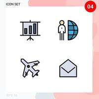 Pictogram Set of 4 Simple Filledline Flat Colors of business travel freelance person business Editable Vector Design Elements