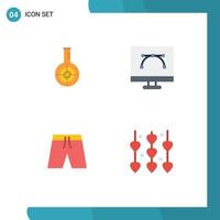 4 User Interface Flat Icon Pack of modern Signs and Symbols of chemical pen tool lab design and coding clothing Editable Vector Design Elements