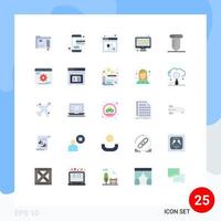 Pack of 25 Modern Flat Colors Signs and Symbols for Web Print Media such as repair seo internet rating monitor Editable Vector Design Elements