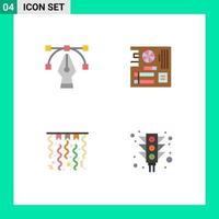 Set of 4 Modern UI Icons Symbols Signs for design decorations board mainboard city Editable Vector Design Elements