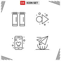 4 Icons Line Style Grid Based Creative Outline Symbols for Website Design Simple Line Icon Signs Isolated on White Background 4 Icon Set Creative Black Icon vector background