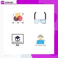 Group of 4 Flat Icons Signs and Symbols for creative watch graphic glasses knowledge Editable Vector Design Elements