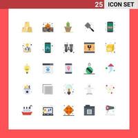 Pictogram Set of 25 Simple Flat Colors of atm card flipper cactus cooking baked Editable Vector Design Elements