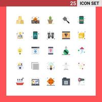 conjunto de pictogramas de 25 colores planos simples de tarjeta atm flipper cactus cocinando elementos de diseño vectorial editables al horno vector