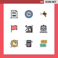 9 Creative Icons Modern Signs and Symbols of ui basic line construction paint Editable Vector Design Elements