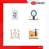 Pictogram Set of 4 Simple Flat Icons of movie ornamental phone candle folder Editable Vector Design Elements