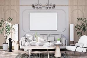 Mock up poster frame in modern interior fully furnished rooms photo