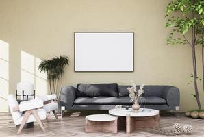 Mock up poster frame in modern interior fully furnished rooms photo