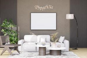 Mock up poster frame in modern interior fully furnished rooms photo