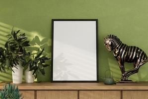 Mock up poster frame in modern interior background, living room, photo