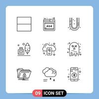 9 Universal Outlines Set for Web and Mobile Applications avatar mobile plumbing cloud american Editable Vector Design Elements