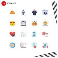 16 iconos creativos signos y símbolos modernos de corazón sonriente comprar carpeta emot paquete editable de elementos de diseño de vectores creativos