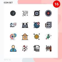 16 User Interface Flat Color Filled Line Pack of modern Signs and Symbols of online travel chip regular hardware Editable Creative Vector Design Elements