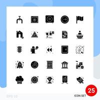 25 User Interface Solid Glyph Pack of modern Signs and Symbols of mobile basic online application products Editable Vector Design Elements