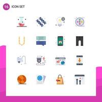 Mobile Interface Flat Color Set of 16 Pictograms of paint art vitamin real gear Editable Pack of Creative Vector Design Elements