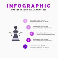 Chess Advantage Business Figures Game Strategy Tactic Solid Icon Infographics 5 Steps Presentation Background vector