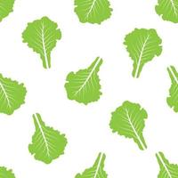 Seamless pattern with cartoon romaine lettuce. Vector illustration on white background.