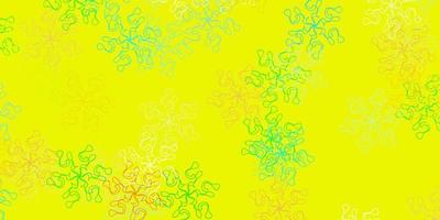 Fondo de doodle de vector azul claro, amarillo con flores.