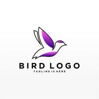 plantilla de vector de diseño de logotipo de pájaro abstracto. icono de símbolo de concepto de tecnología empresarial de logotipo de paloma creativa.