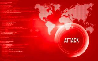 Cyberattack warning. Internet network at risk. photo