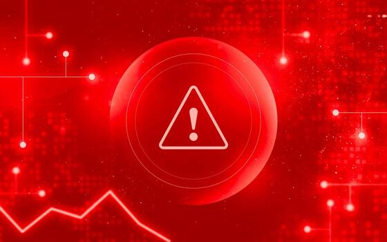 Exclamation mark. Internet threat related to hacker attacks. photo