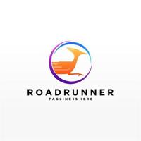 Roadrunner bird abstract minimal simple geometric logo design icon template silhouette isolated with white background vector