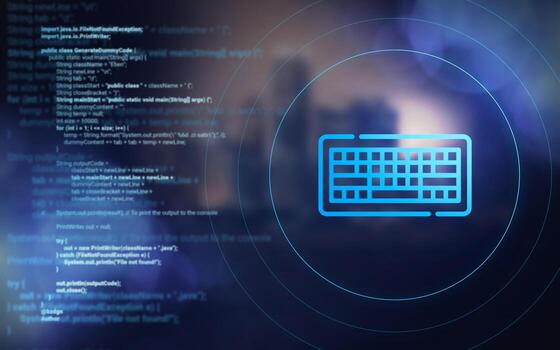 símbolo de teclado en el mundo cibernético de la codificación. un nuevo enfoque del mundo. foto