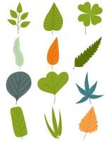 Leaves hand drawn icon vector set isolated on white background, Hand drawn decorative elements, Simple cartoon hand drawn style