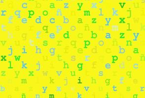 Light blue, yellow vector background with signs of alphabet.