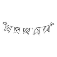 Festive garland with different checkboxes. Black and white vector