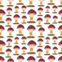 Seamless pattern with fly agaric mushroom. Vector