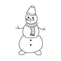 Snowman with scarf and bucket on head. Vector