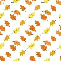 Seamless pattern with autumn oak leaves. Vector