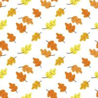 Seamless pattern with autumn oak leaves. Vector
