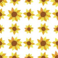 Seamless pattern with sunflowers. Colorful vector hand drawn