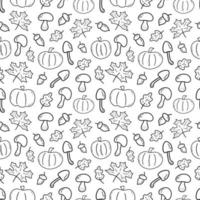 Seamless pattern. Pumpkin, mushrooms and leaves. Vector. Autumn print vector